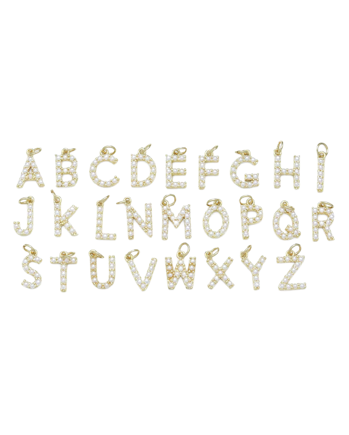 Gold Mini Pearl Initial Charm