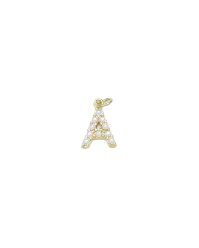 Gold Mini Pearl Initial Charm