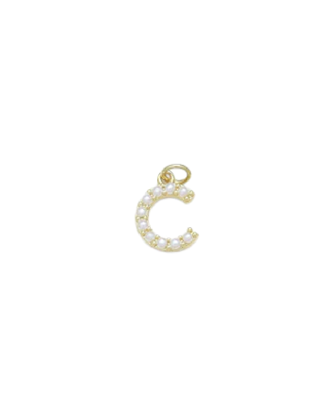 Gold Mini Pearl Initial Charm