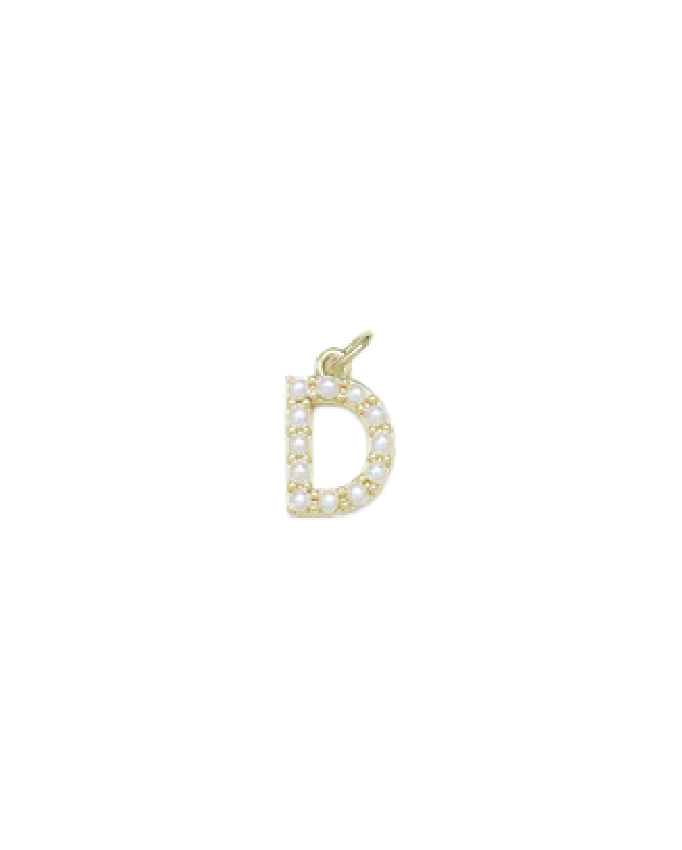 Gold Mini Pearl Initial Charm