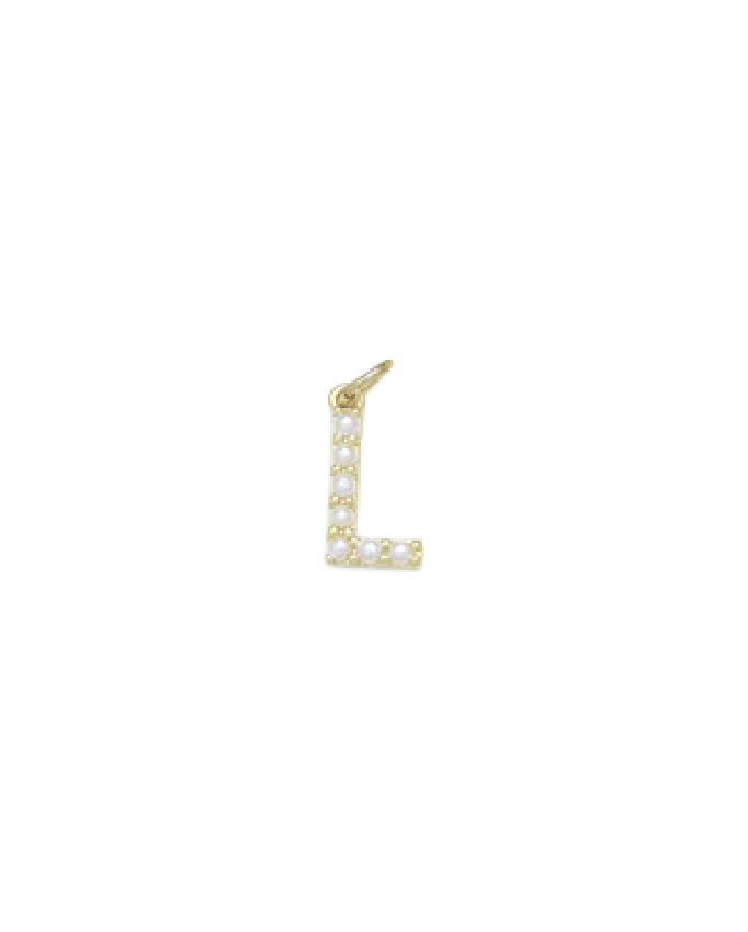 Gold Mini Pearl Initial Charm