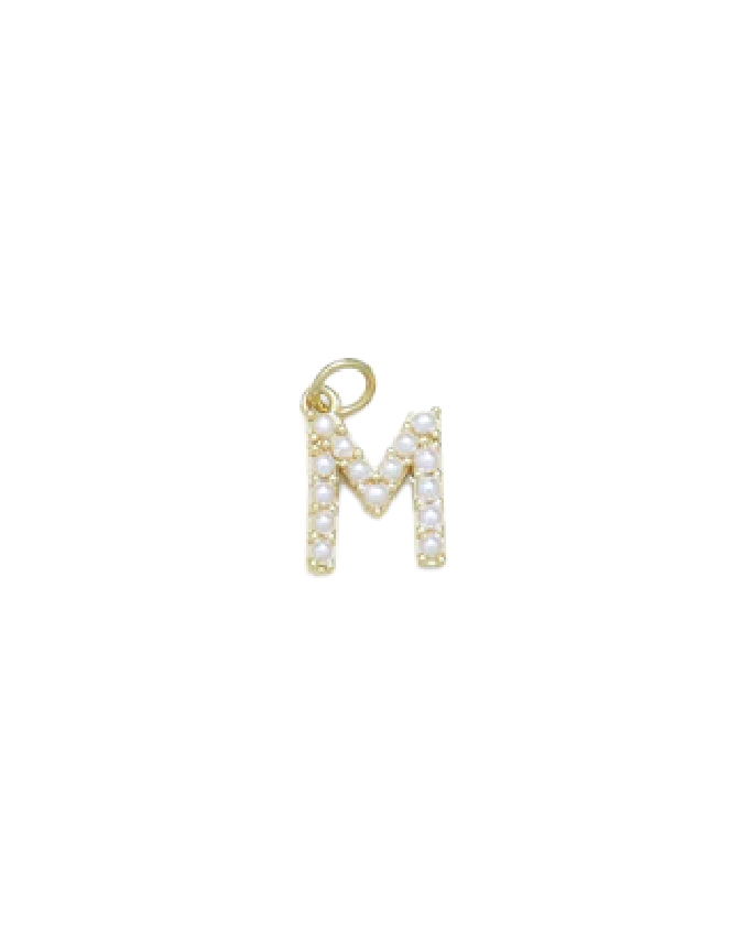 Gold Mini Pearl Initial Charm