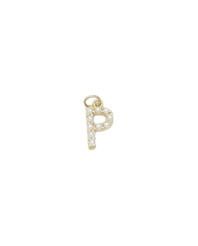 Gold Mini Pearl Initial Charm