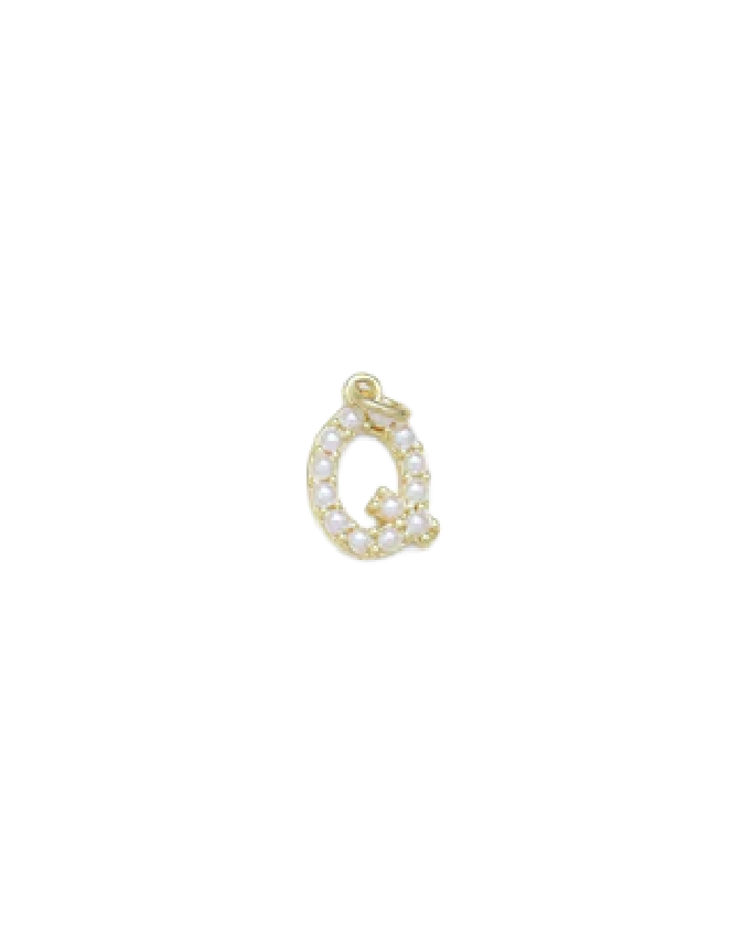 Gold Mini Pearl Initial Charm