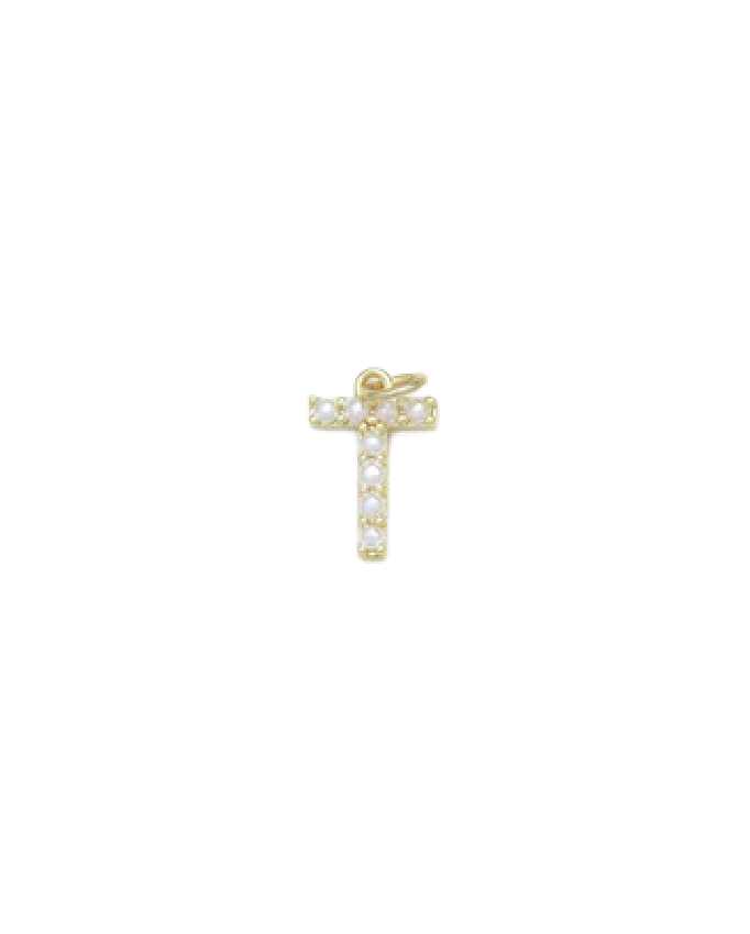 Gold Mini Pearl Initial Charm
