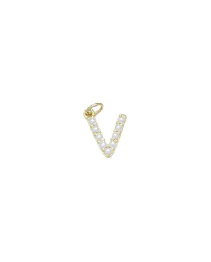 Gold Mini Pearl Initial Charm
