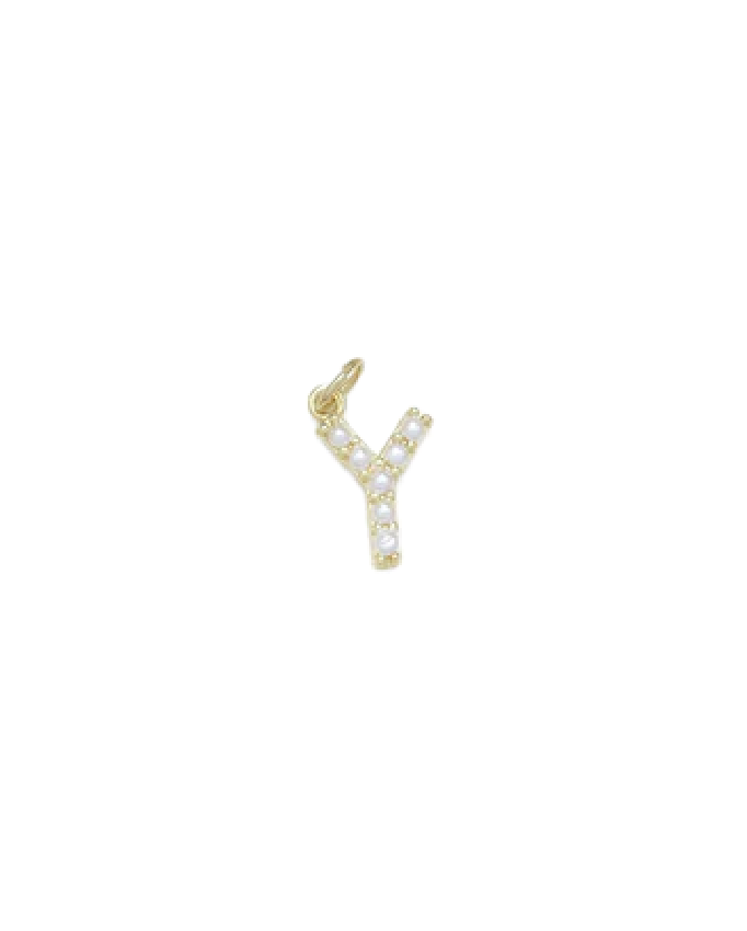 Gold Mini Pearl Initial Charm