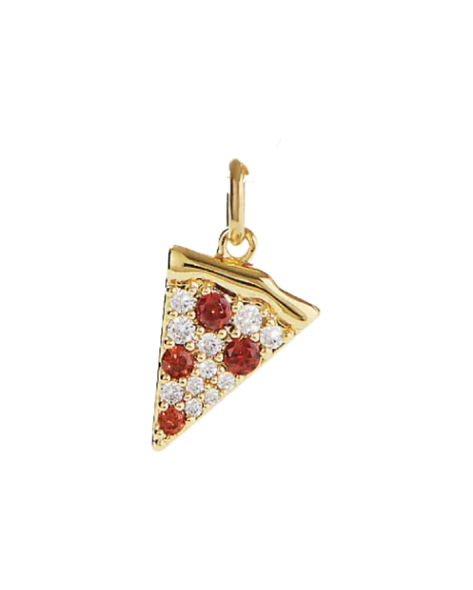 Gold CZ Pizza Charm