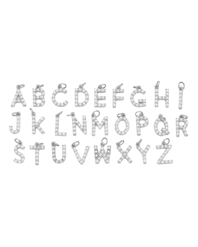 Silver Mini Pearl Initial Charm