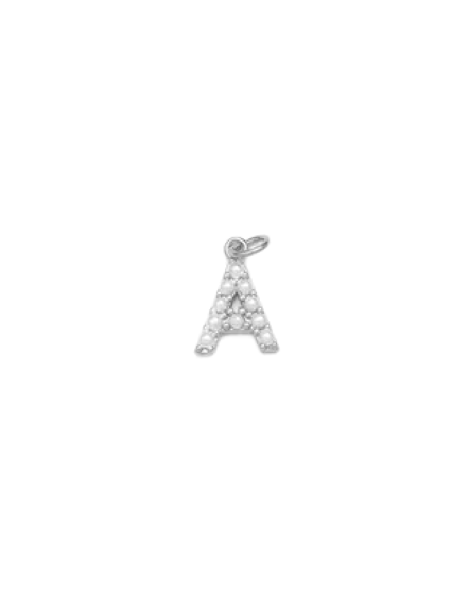 Silver Mini Pearl Initial Charm