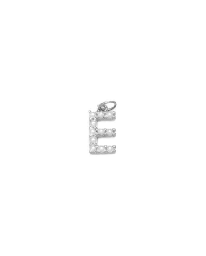 Silver Mini Pearl Initial Charm