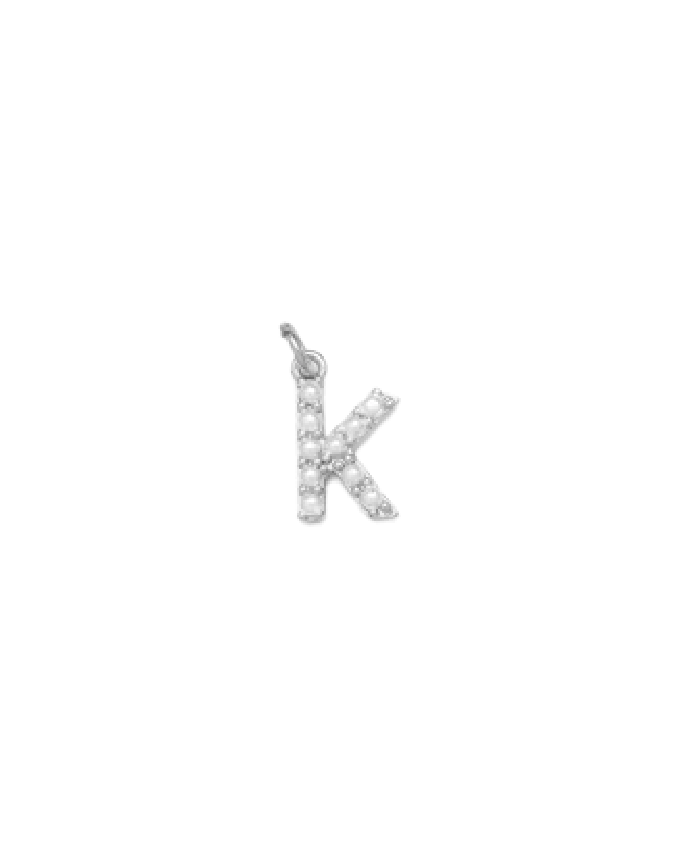 Silver Mini Pearl Initial Charm