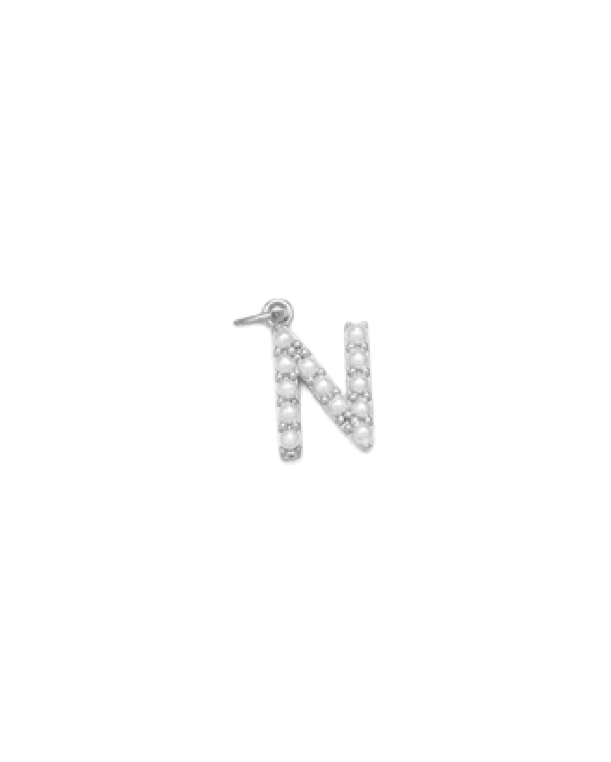 Silver Mini Pearl Initial Charm