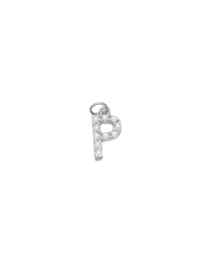 Silver Mini Pearl Initial Charm