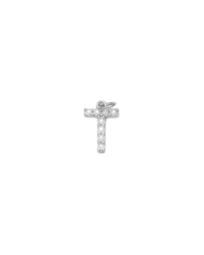 Silver Mini Pearl Initial Charm