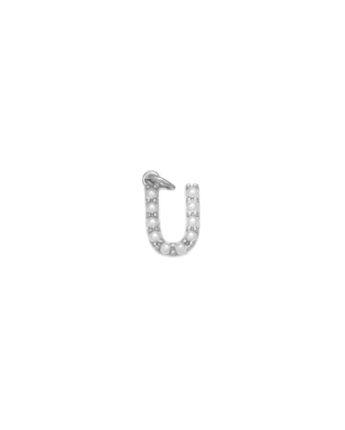Silver Mini Pearl Initial Charm