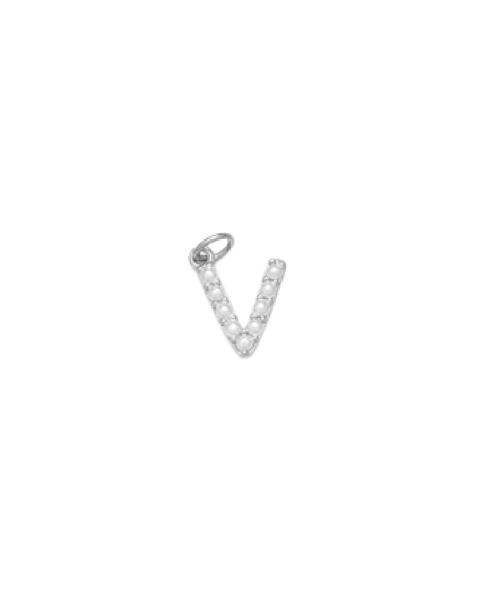 Silver Mini Pearl Initial Charm