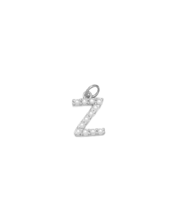 Silver Mini Pearl Initial Charm