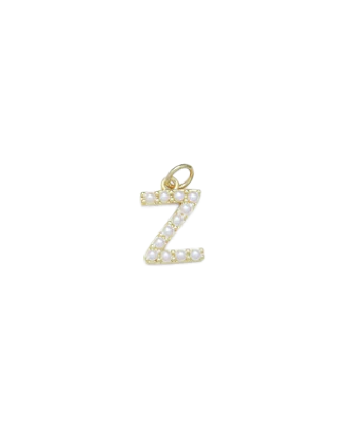 Gold Mini Pearl Initial Charm
